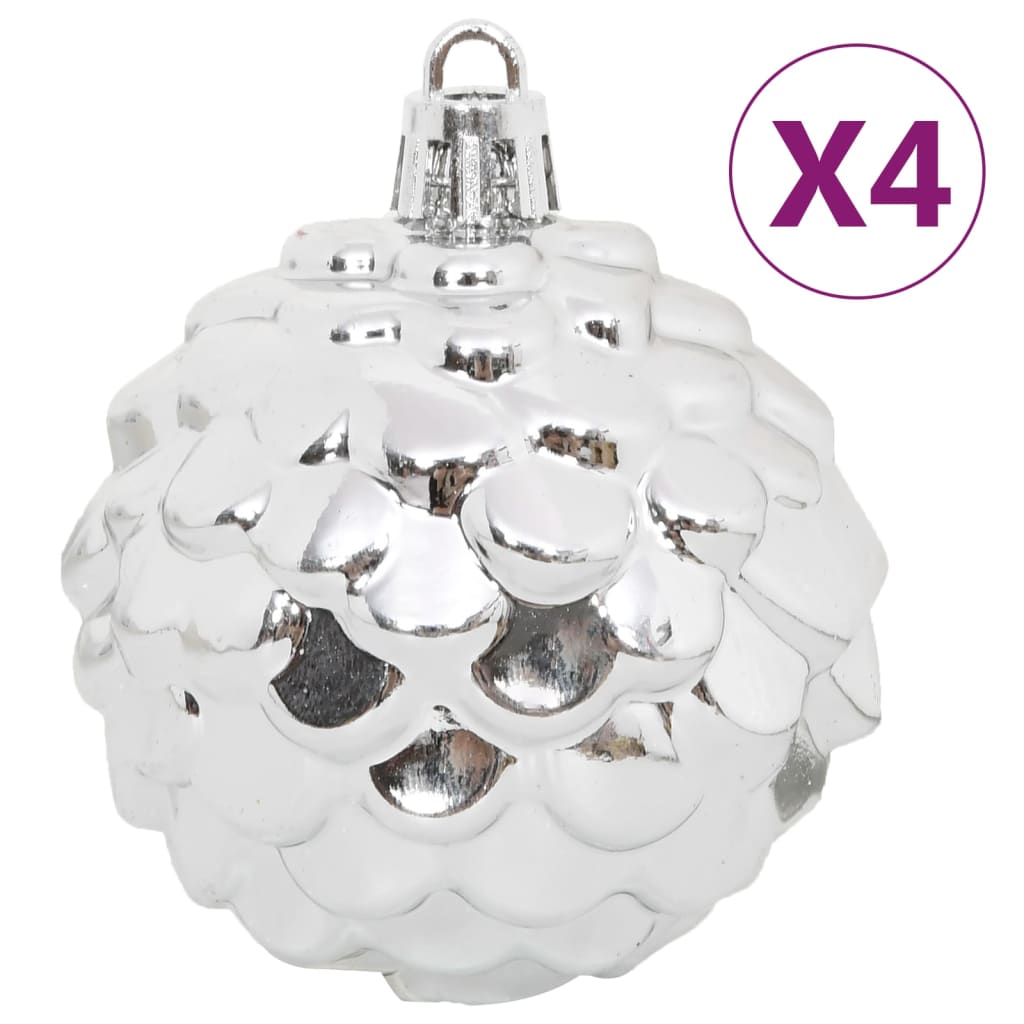 108 Piece Christmas Bauble Set Silver and White - OLBRIT
