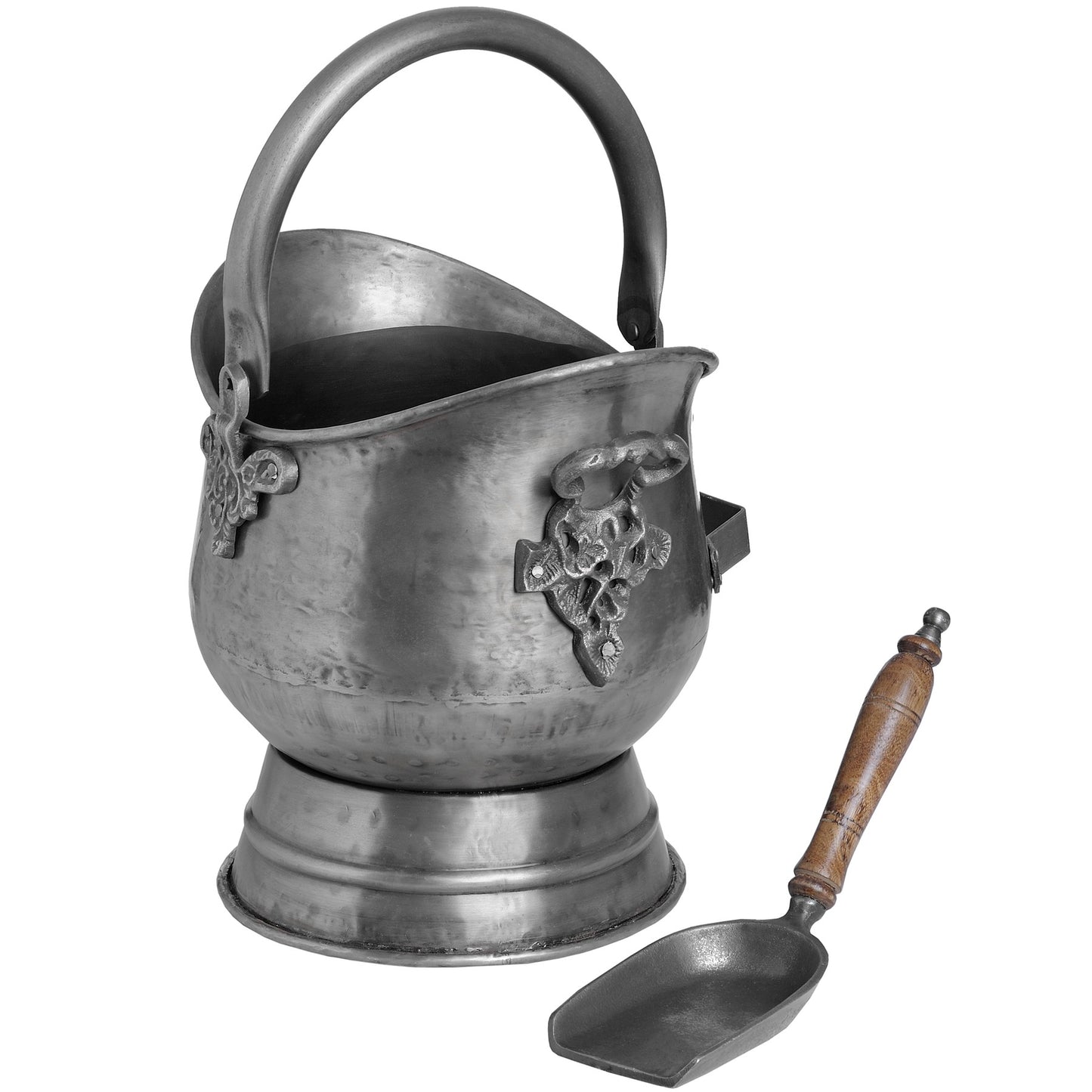 Antique Pewter Coal Bucket with Shovel - OLBRIT