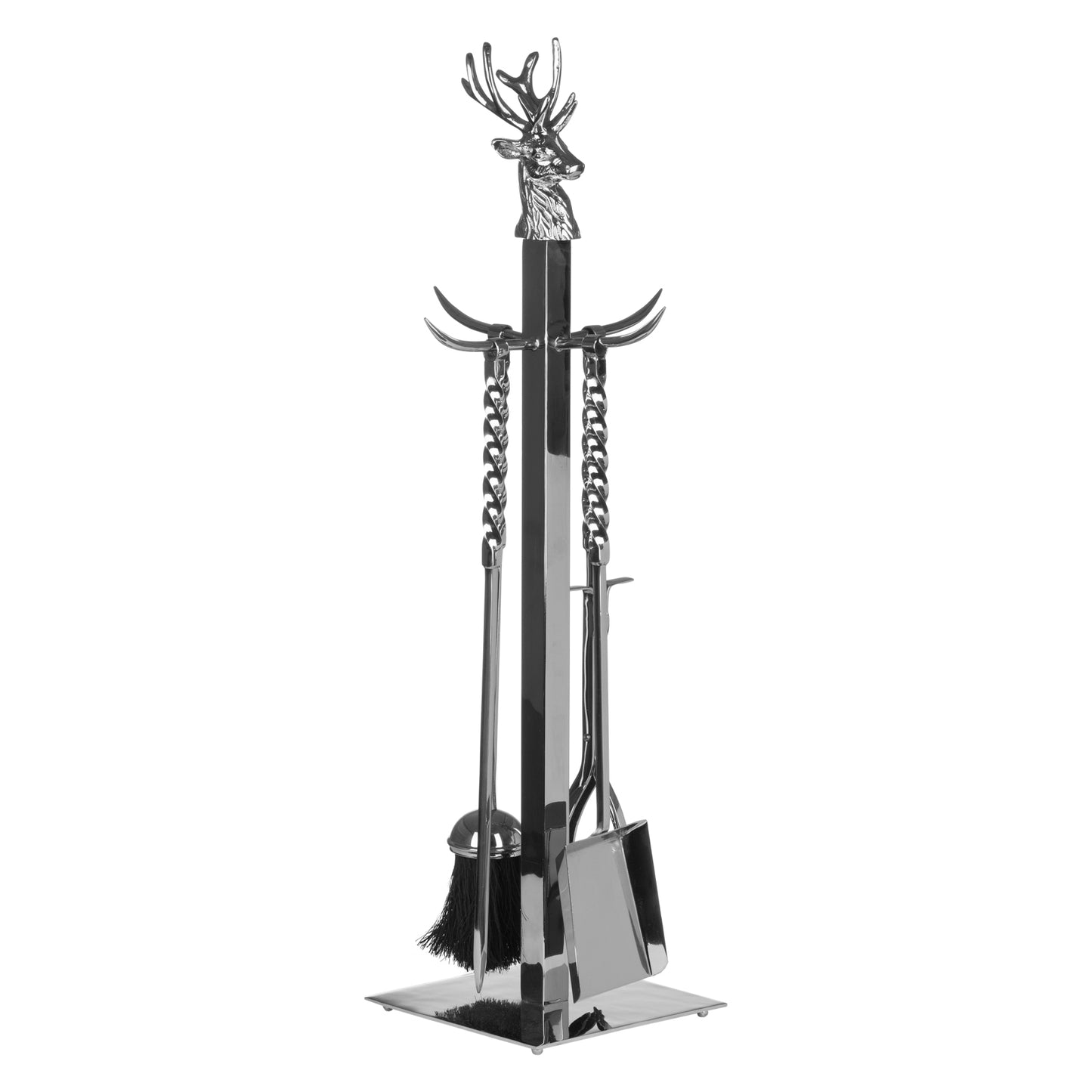 Hand Turned Stag Companion Set In Polished Nickel | OLBRIT