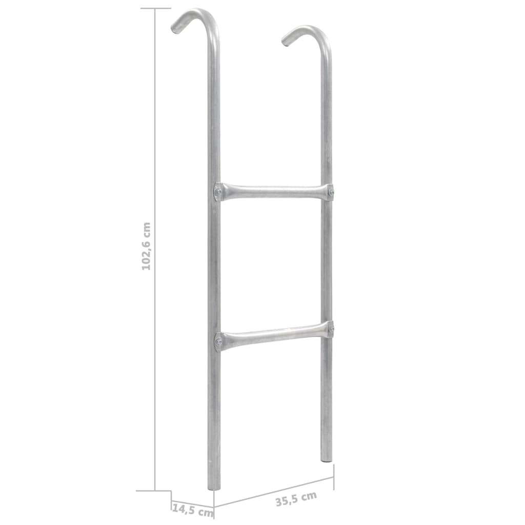 2-Step Trampoline Ladder Steel Silver 102.6 cm - OLBRIT