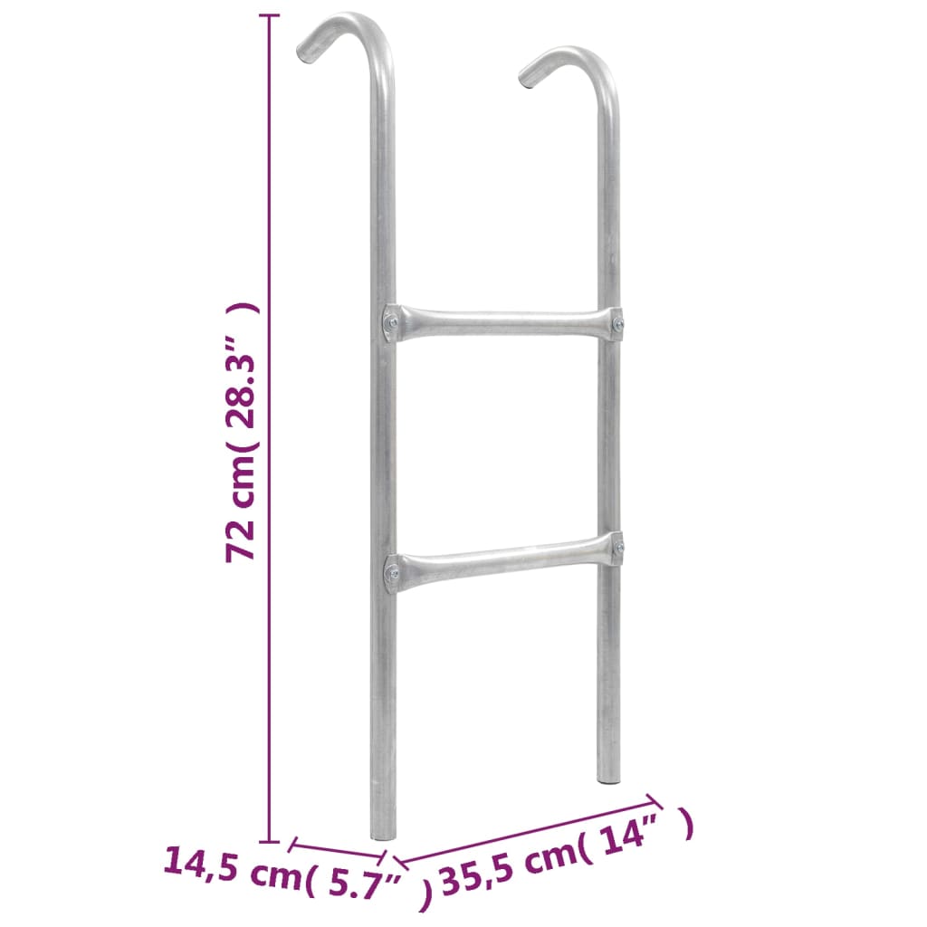 2-Step Trampoline Ladder Steel Silver 72 cm - OLBRIT