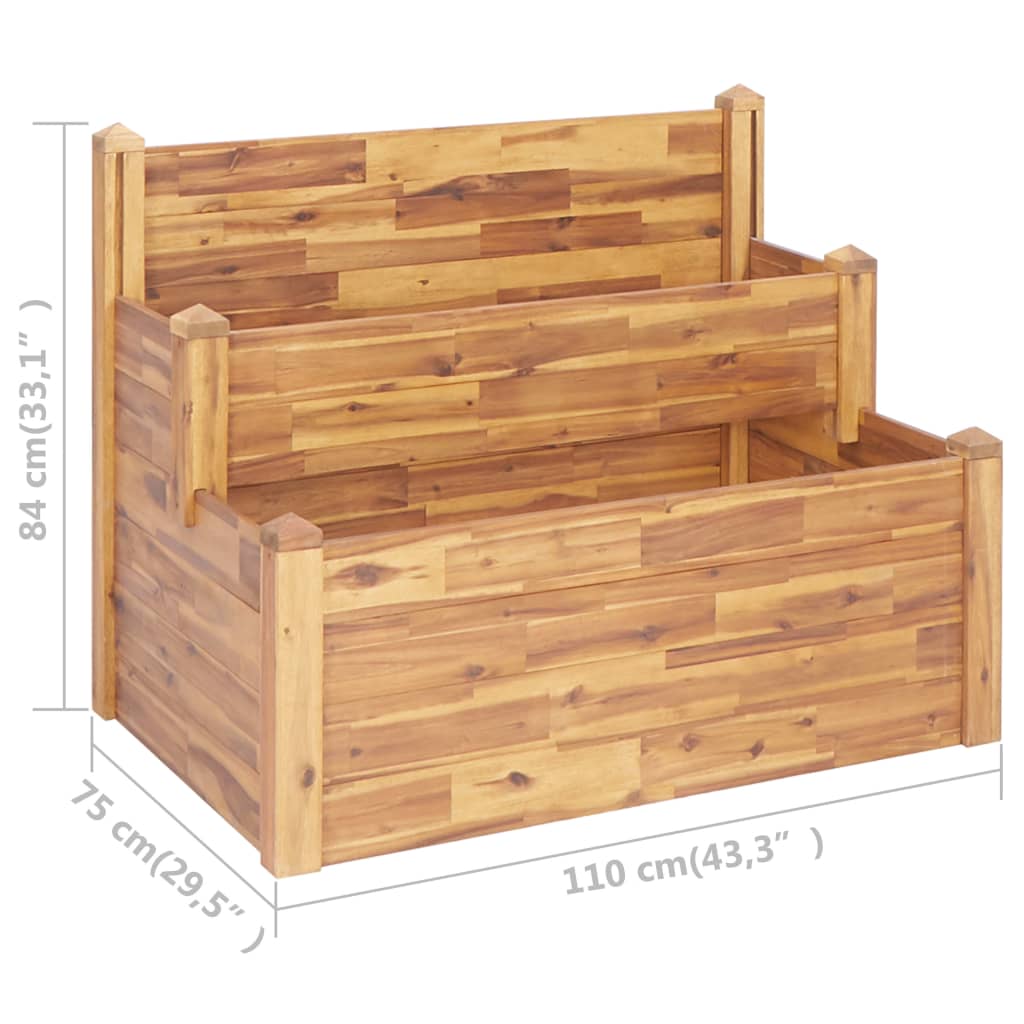 2-Tier Garden Planter 110x75x84 cm Solid Acacia Wood - OLBRIT