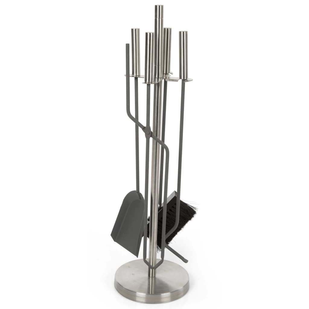 4 Piece Fireplace Set Stainless Steel - OLBRIT