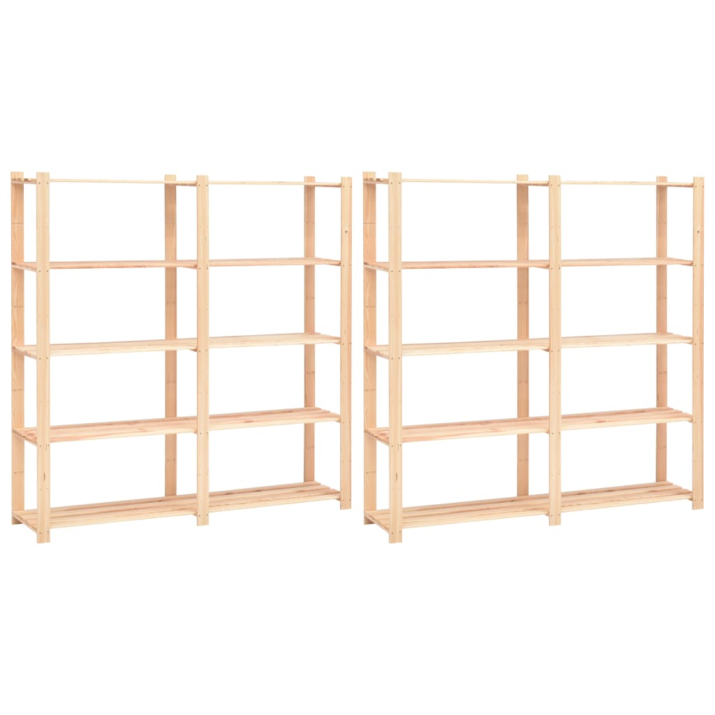 5-Tier Storage Racks 170x38x170 cm Solid Pinewood 500 kg - OLBRIT