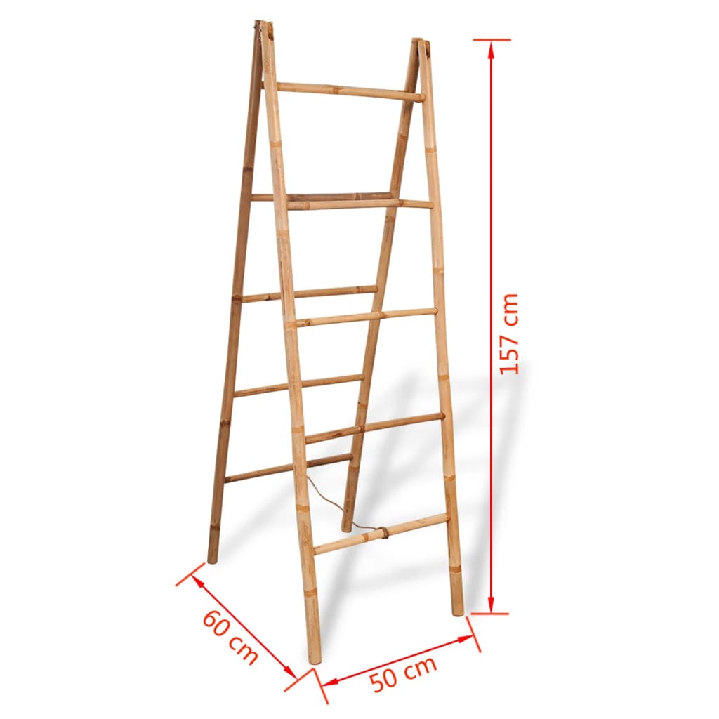 Double Towel Ladder with 5 Rungs Bamboo 50x160 cm - OLBRIT