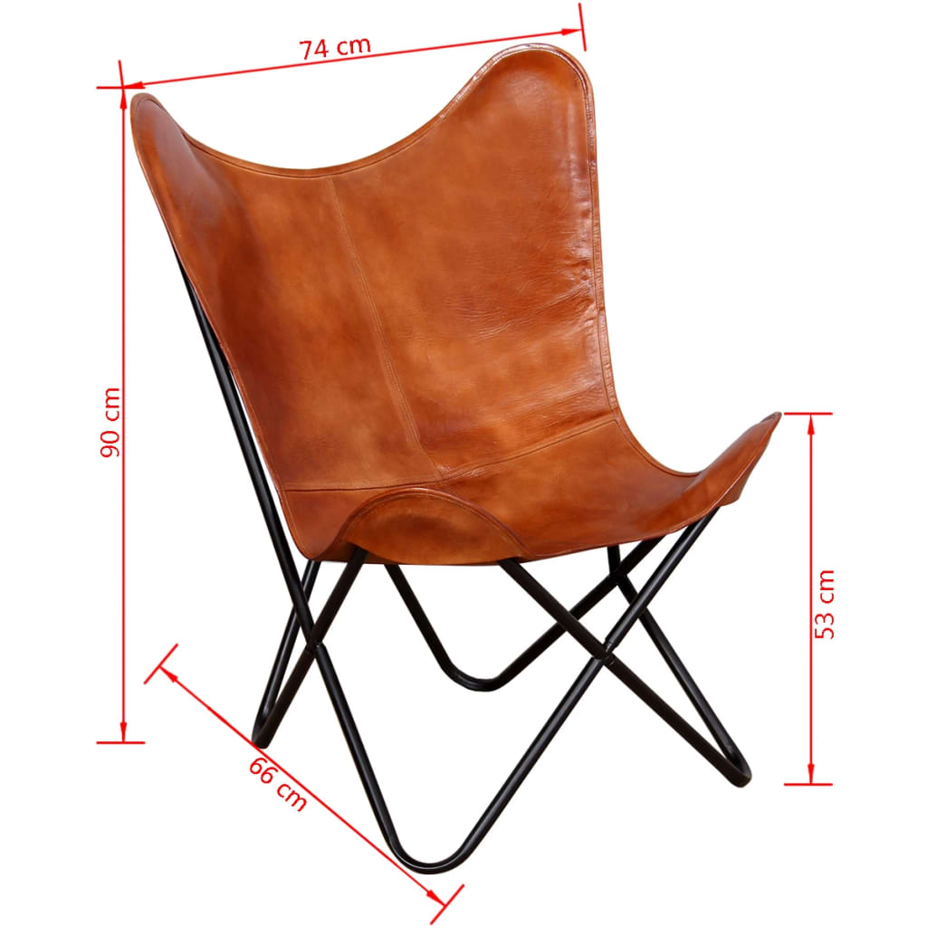 Butterfly Chair Brown Real Leather - OLBRIT