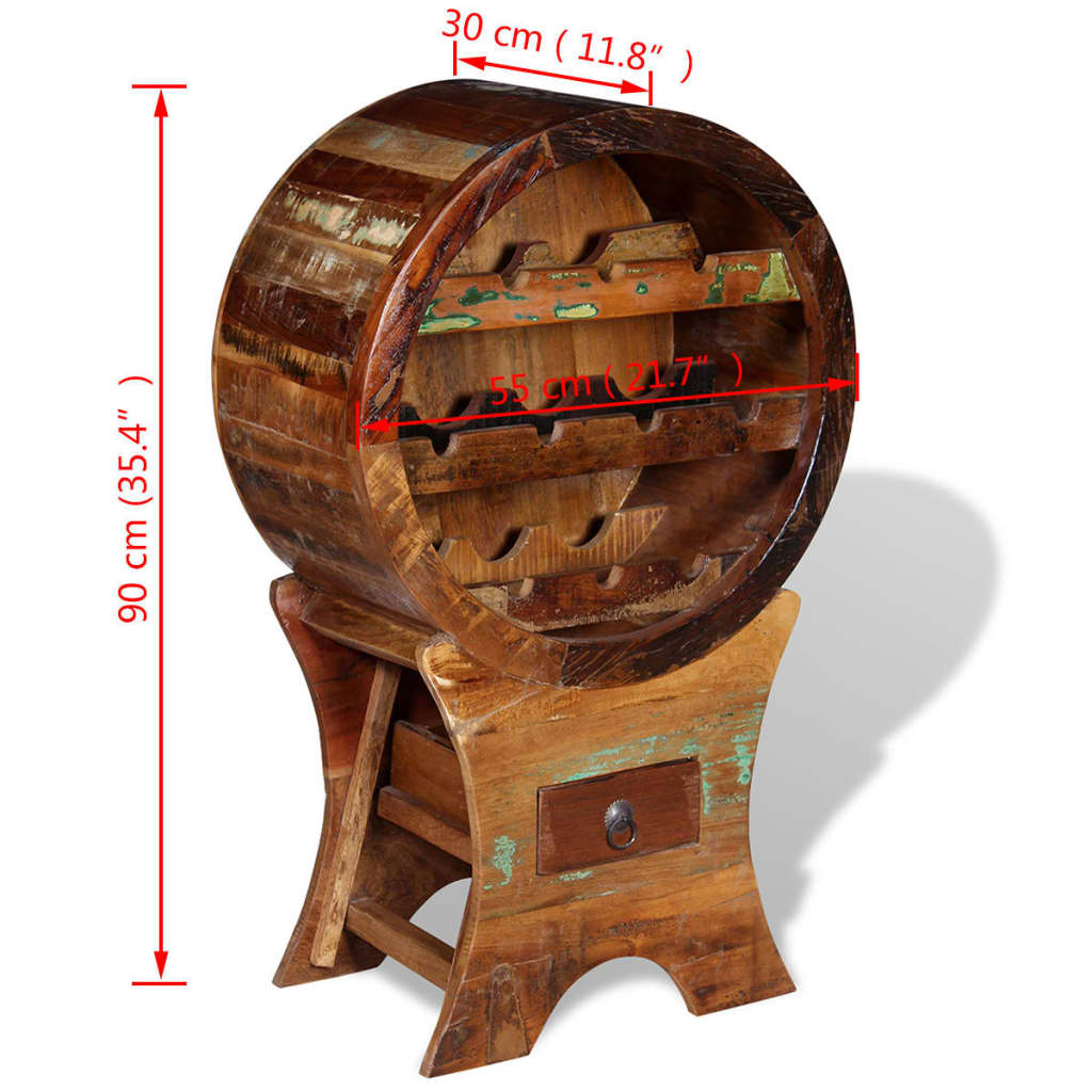 Wine Rack for 10 Bottles Solid Reclaimed Wood - OLBRIT