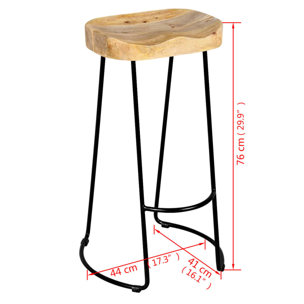 Bar Stools 2 pcs Solid Mango Wood - OLBRIT