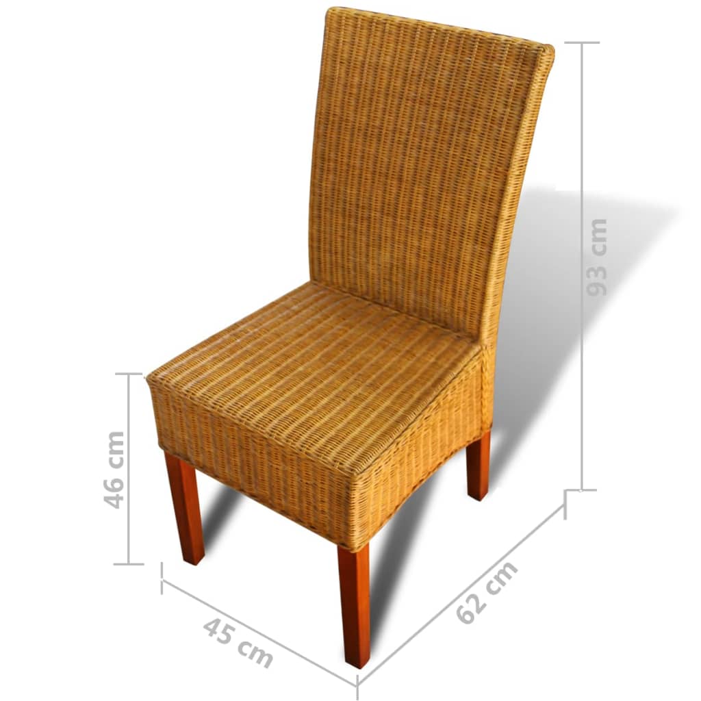Dining Chairs 6 pcs Brown Natural Rattan - OLBRIT