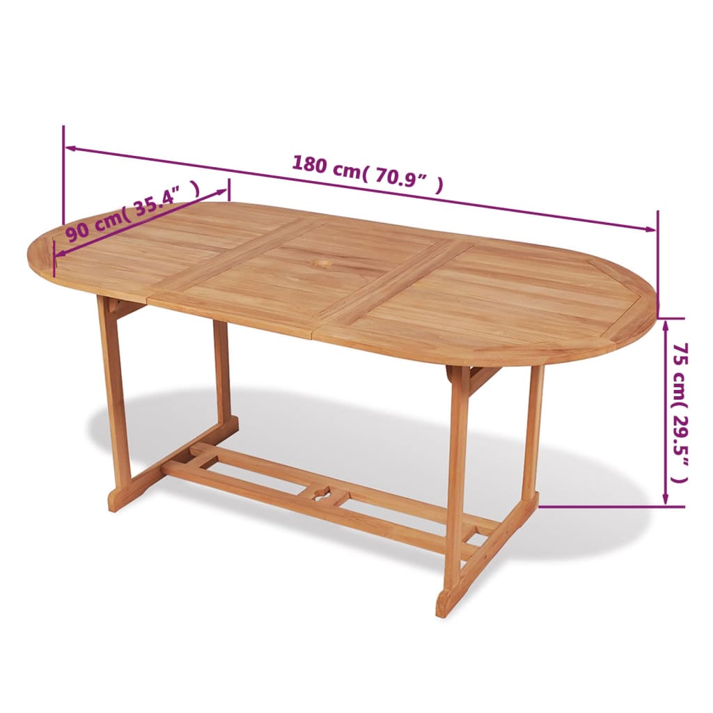 Garden Table 180x90x75 cm Solid Teak Wood - OLBRIT