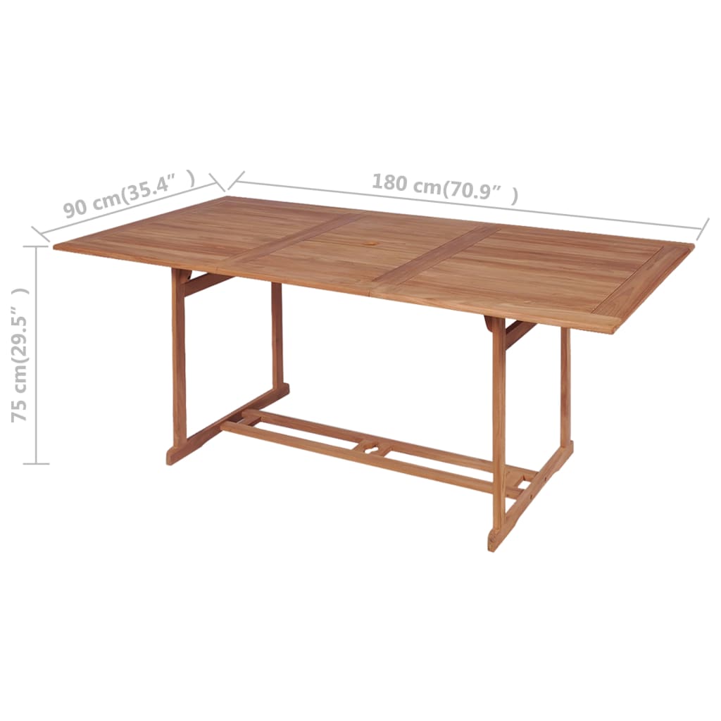 Garden Table 180x90x75 cm Solid Teak Wood - OLBRIT