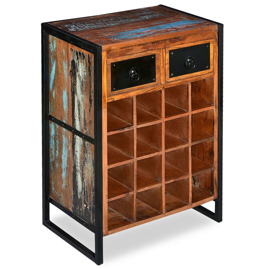 Wine Rack for 16 Bottles Solid Reclaimed Wood - OLBRIT