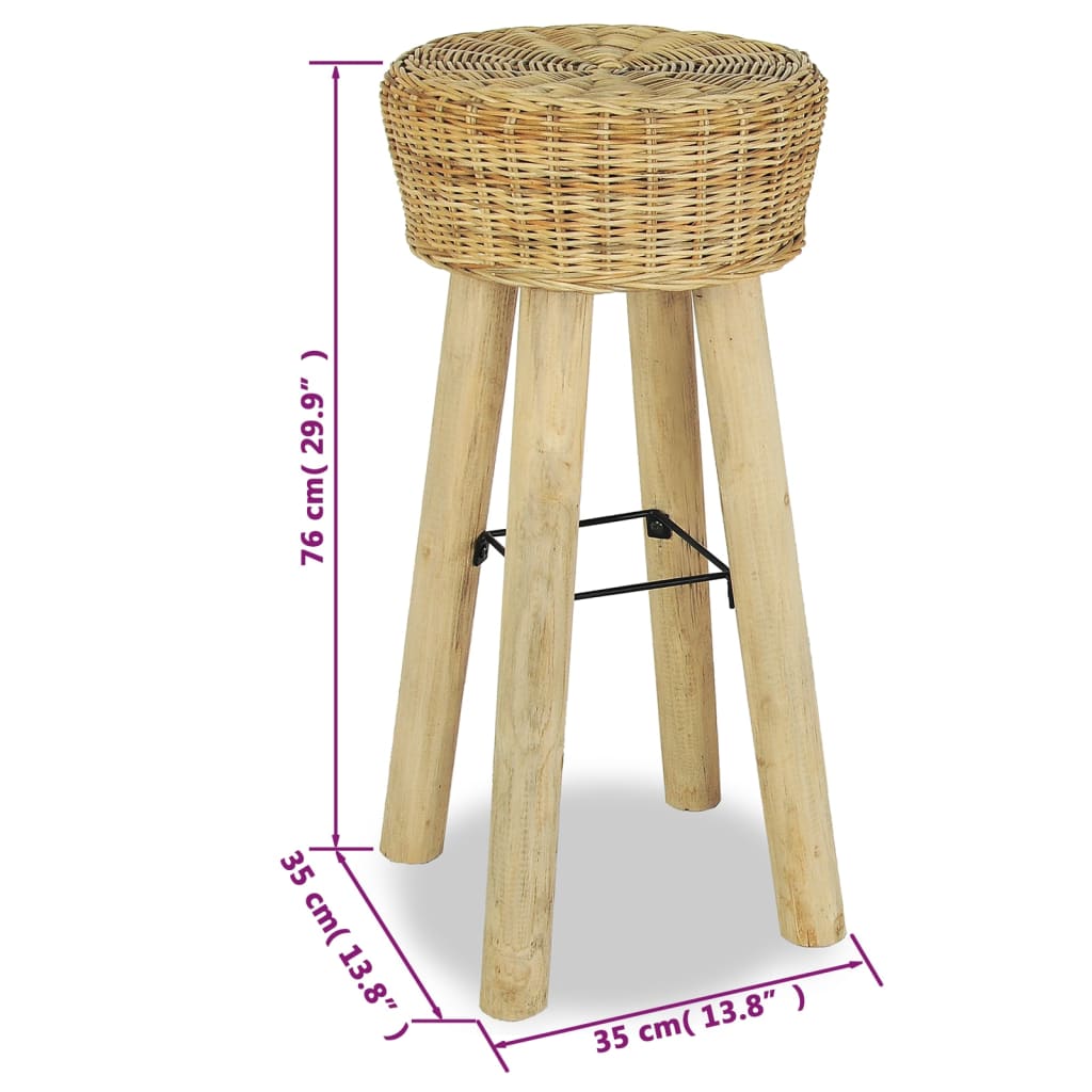 Bar Stools 2 pcs Natural Rattan - OLBRIT