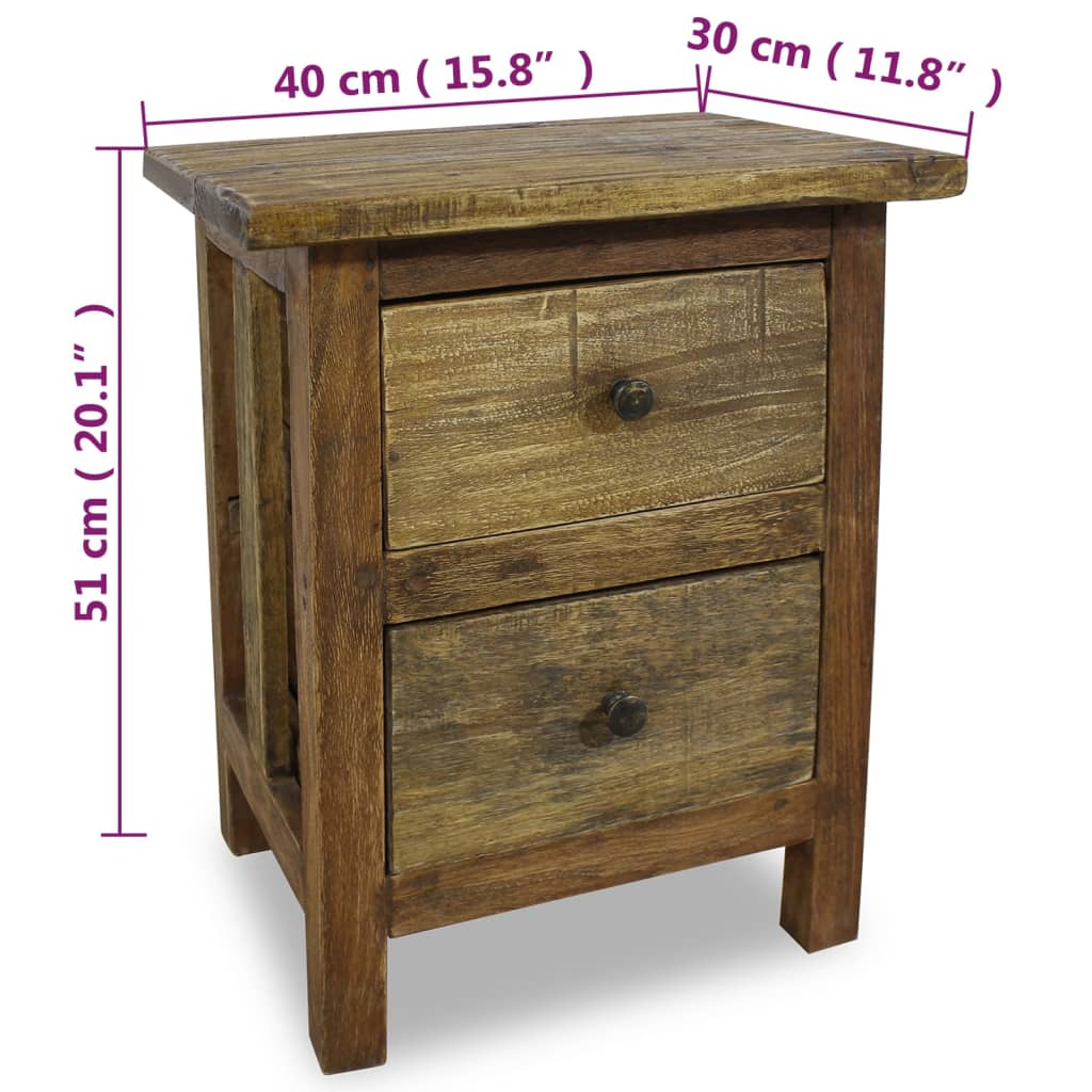 Nightstand Solid Reclaimed Wood 40x30x51 cm - OLBRIT