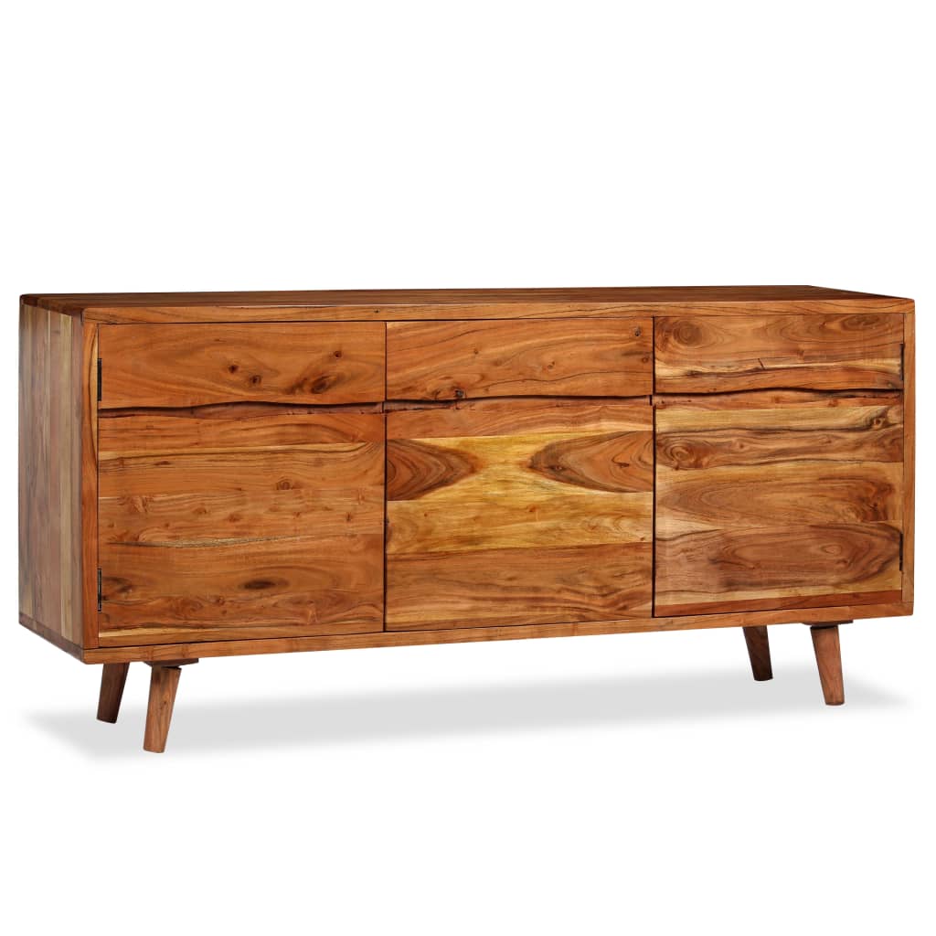 Sideboard Solid Wood with Carved Doors 160x40x75 cm - OLBRIT