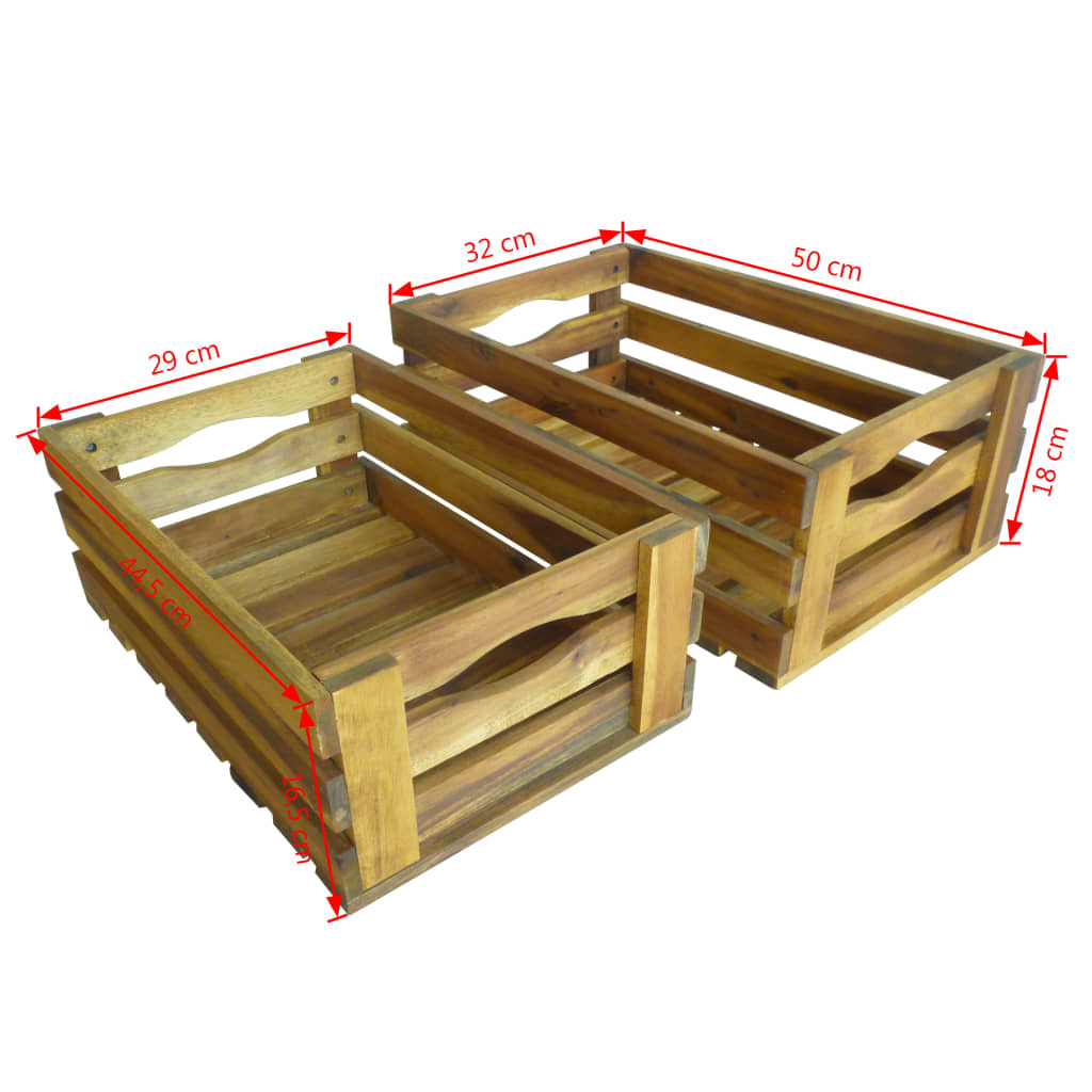 Apple Crate Set 2 Pieces Solid Acacia Wood - OLBRIT