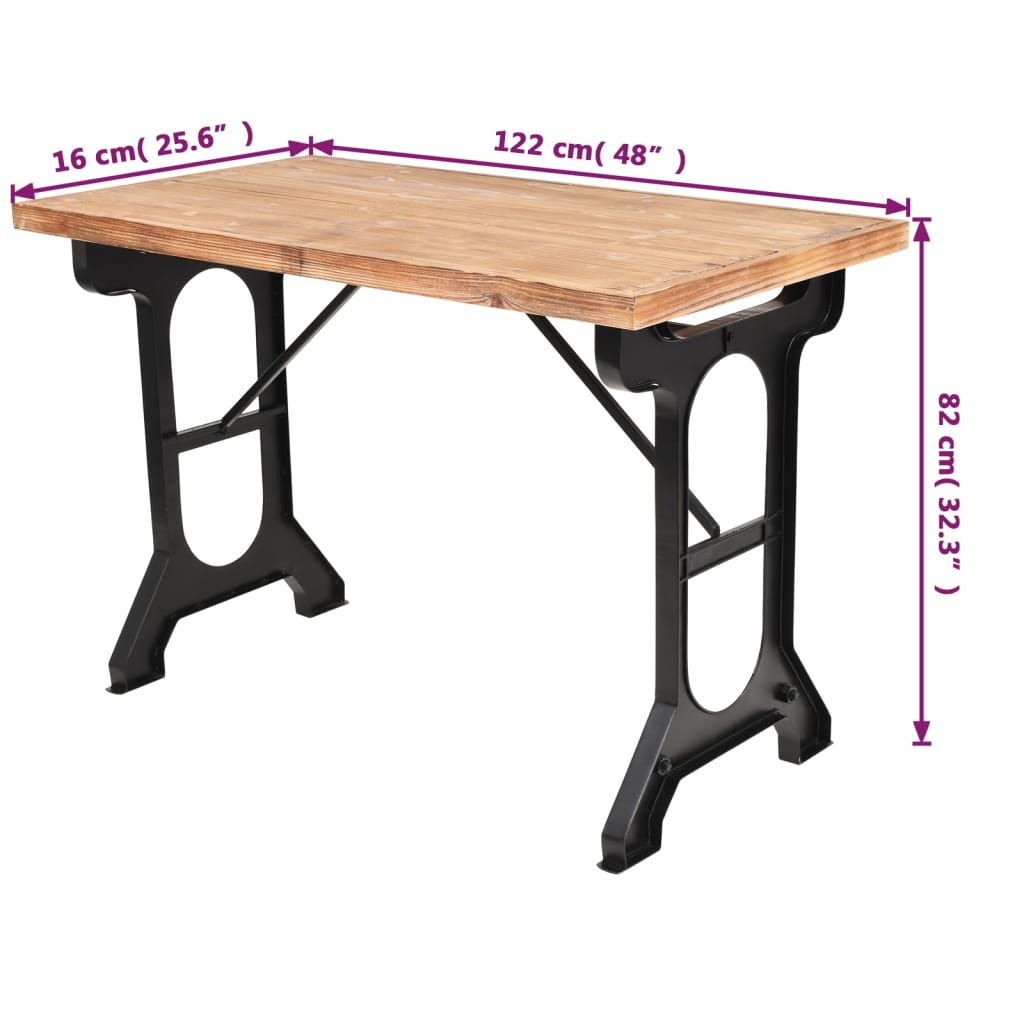 Dining Table Solid Fir Wood Top 122x65x82 cm - OLBRIT