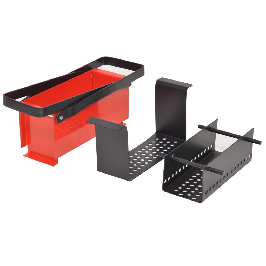 Paper Log Briquette Maker Steel 34x14x14 cm Black and Red - OLBRIT