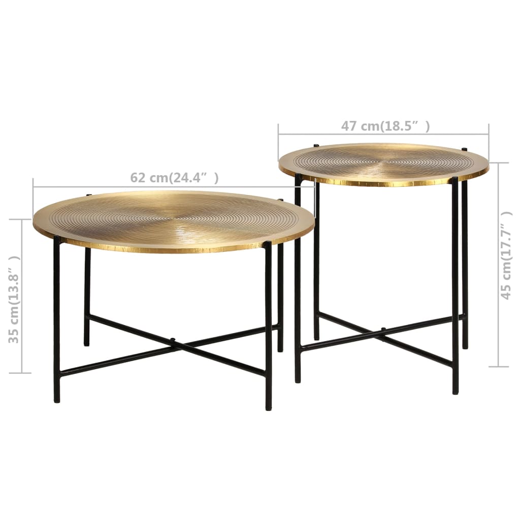 Table Set 2 Pieces Brass-covered MDF - OLBRIT