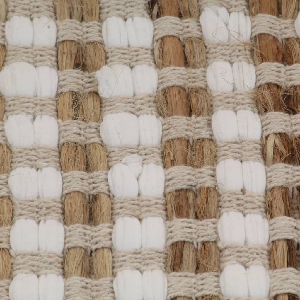 Hand-Woven Jute Bathroom Mat Set Fabric Natural and White - OLBRIT