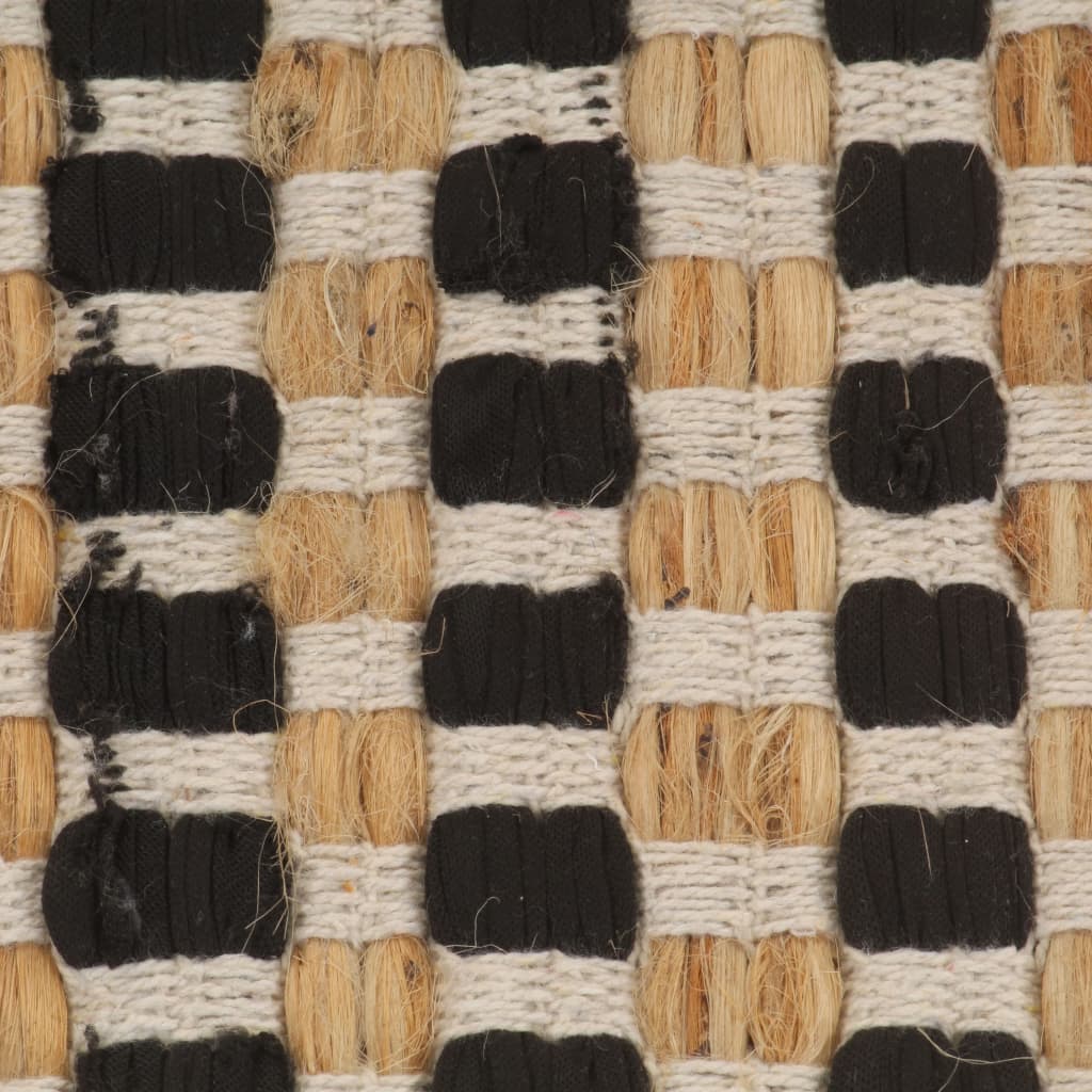 Hand-Woven Jute Bathroom Mat Set Fabric Natural and Black - OLBRIT