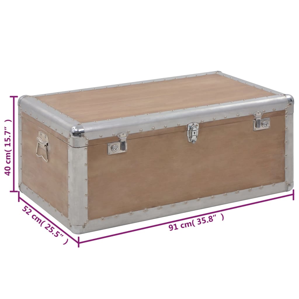 Storage Box Solid Fir Wood 91x52x40 cm Brown - OLBRIT