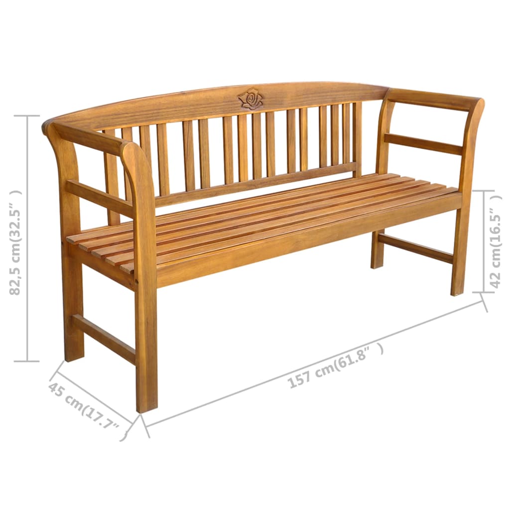 Garden Bench 157 cm Solid Acacia Wood - OLBRIT