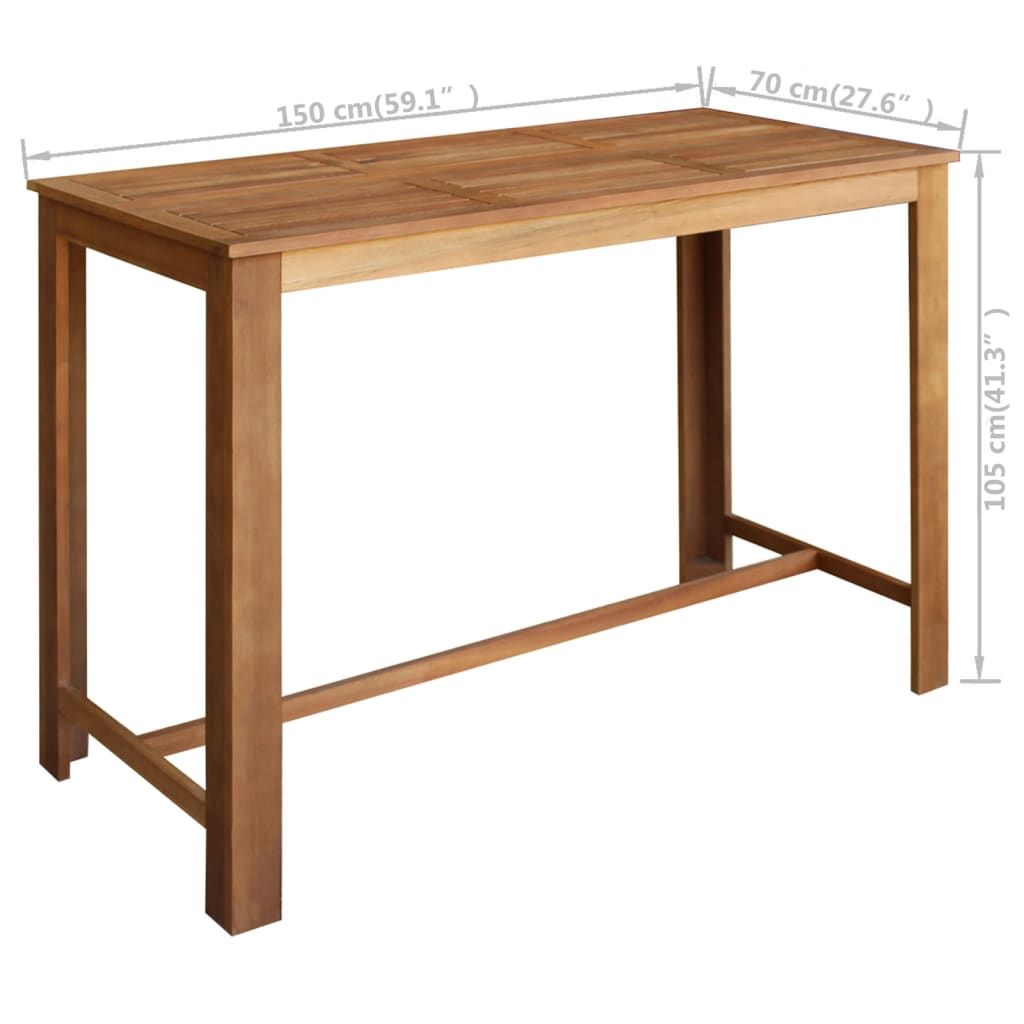 Bar Table Solid Acacia Wood 150x70x105 cm - OLBRIT