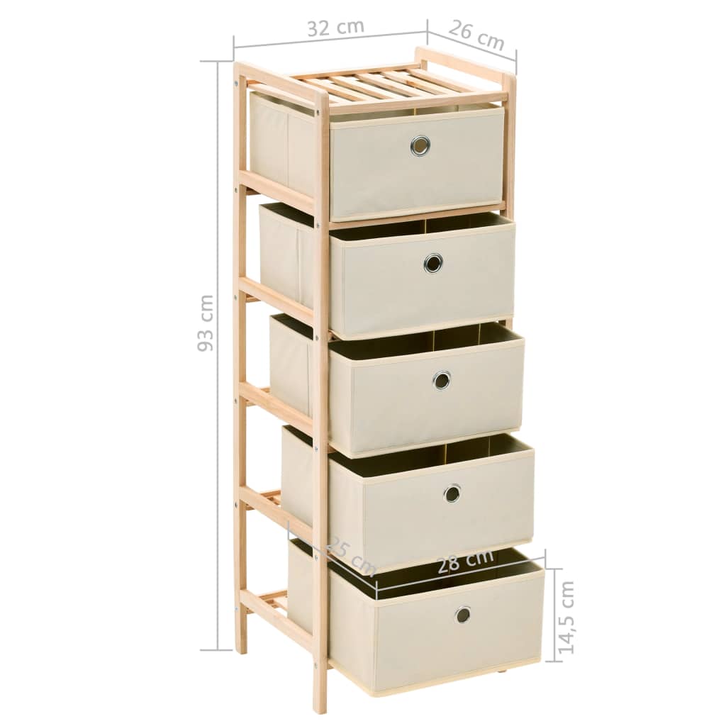 Storage Rack with 5 Fabric Baskets Cedar Wood Beige - OLBRIT