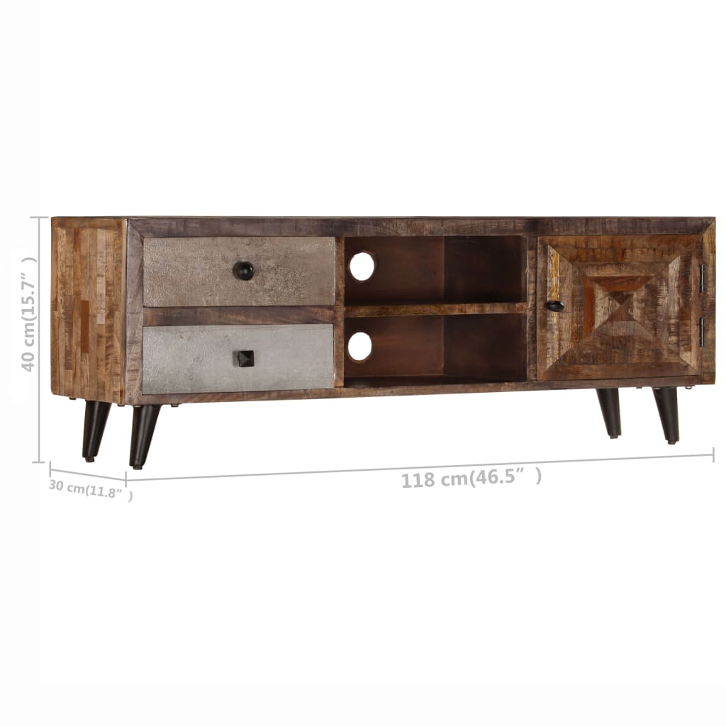 TV Cabinet 118x30x40 cm Solid Mango Wood - OLBRIT