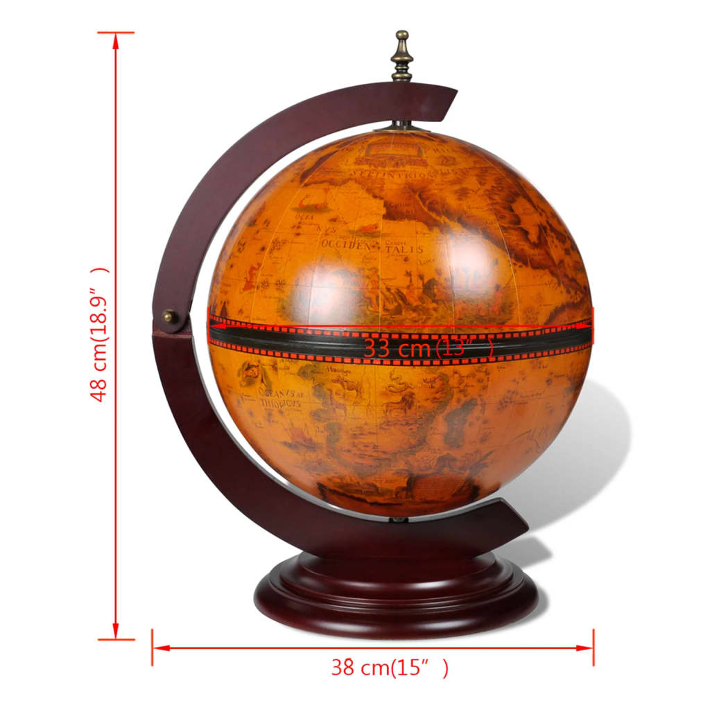 Tabletop Globe Bar Wine Stand Wood - OLBRIT