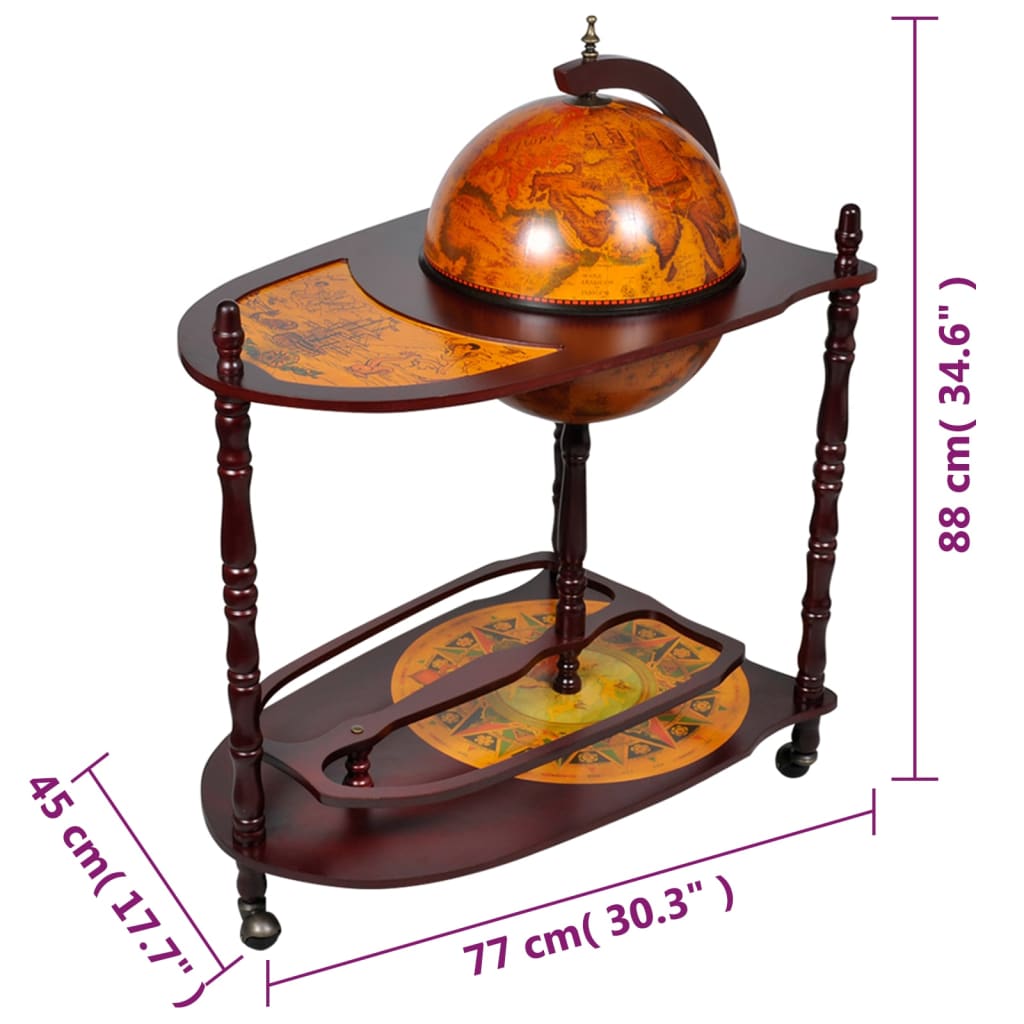 Globe Bar Wine Stand Eucalyptus Wood Freestanding - OLBRIT