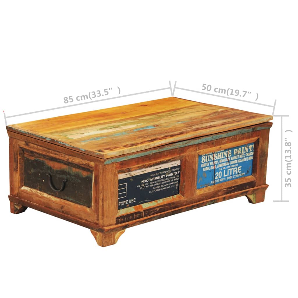 Coffee Table with Storage Vintage Reclaimed Wood - OLBRIT