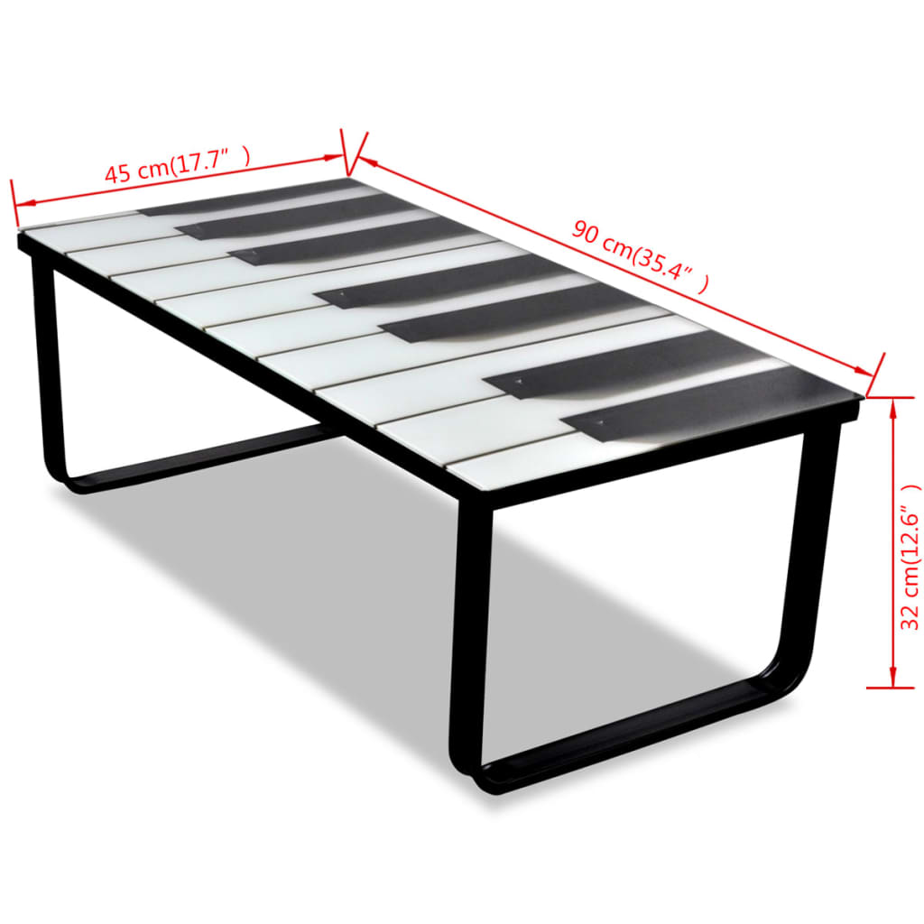 Coffee Table with Piano Printing Glass Top - OLBRIT