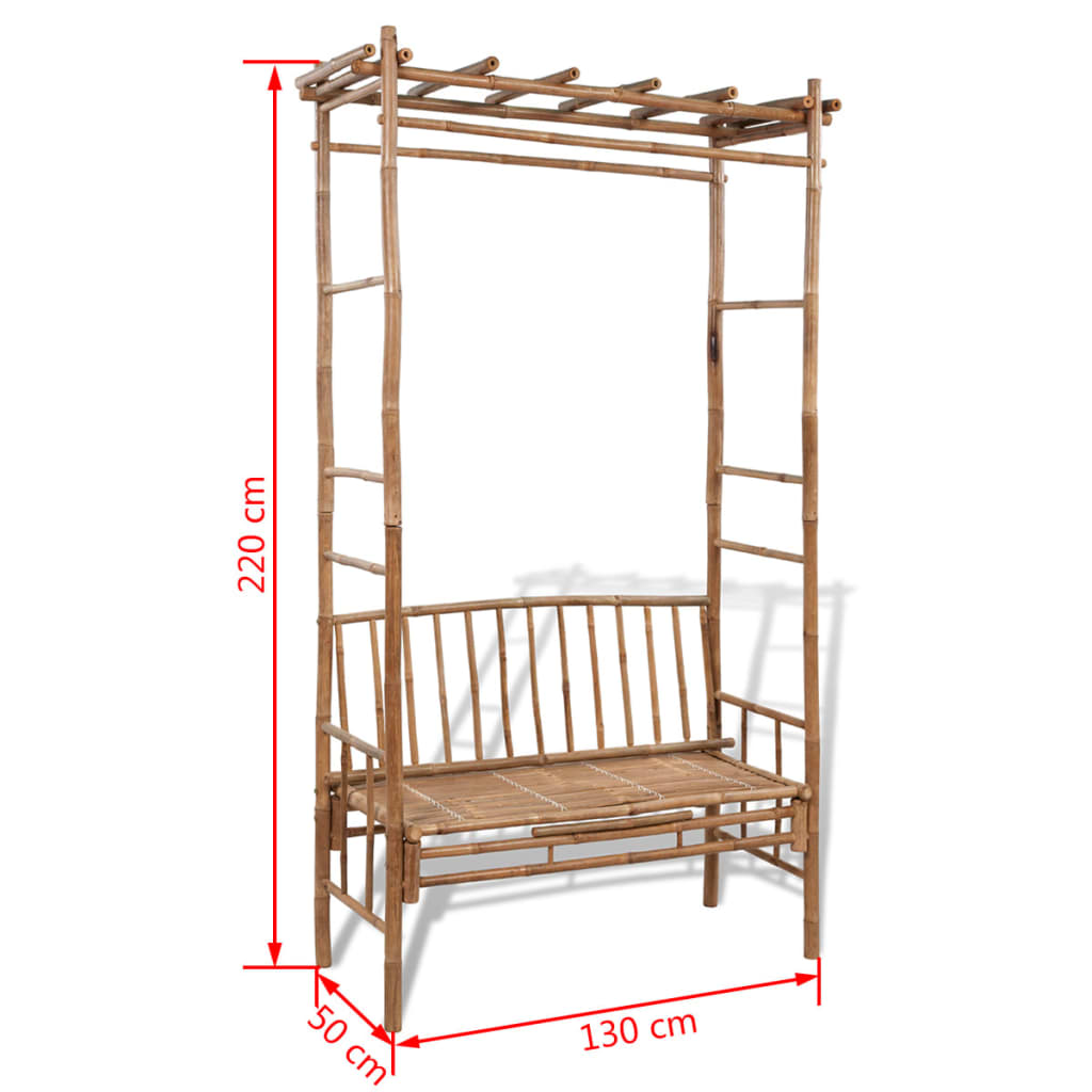 Garden Bench with Pergola 130 cm Bamboo - OLBRIT