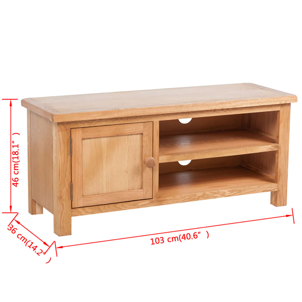 TV Cabinet 103x36x46 cm Solid Oak Wood - OLBRIT