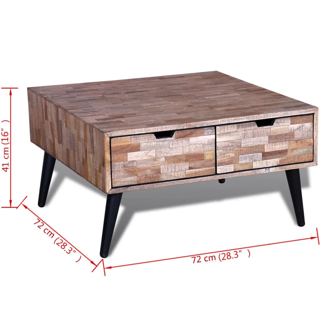 Coffee Table with 4 Drawers Reclaimed Teak Wood - OLBRIT
