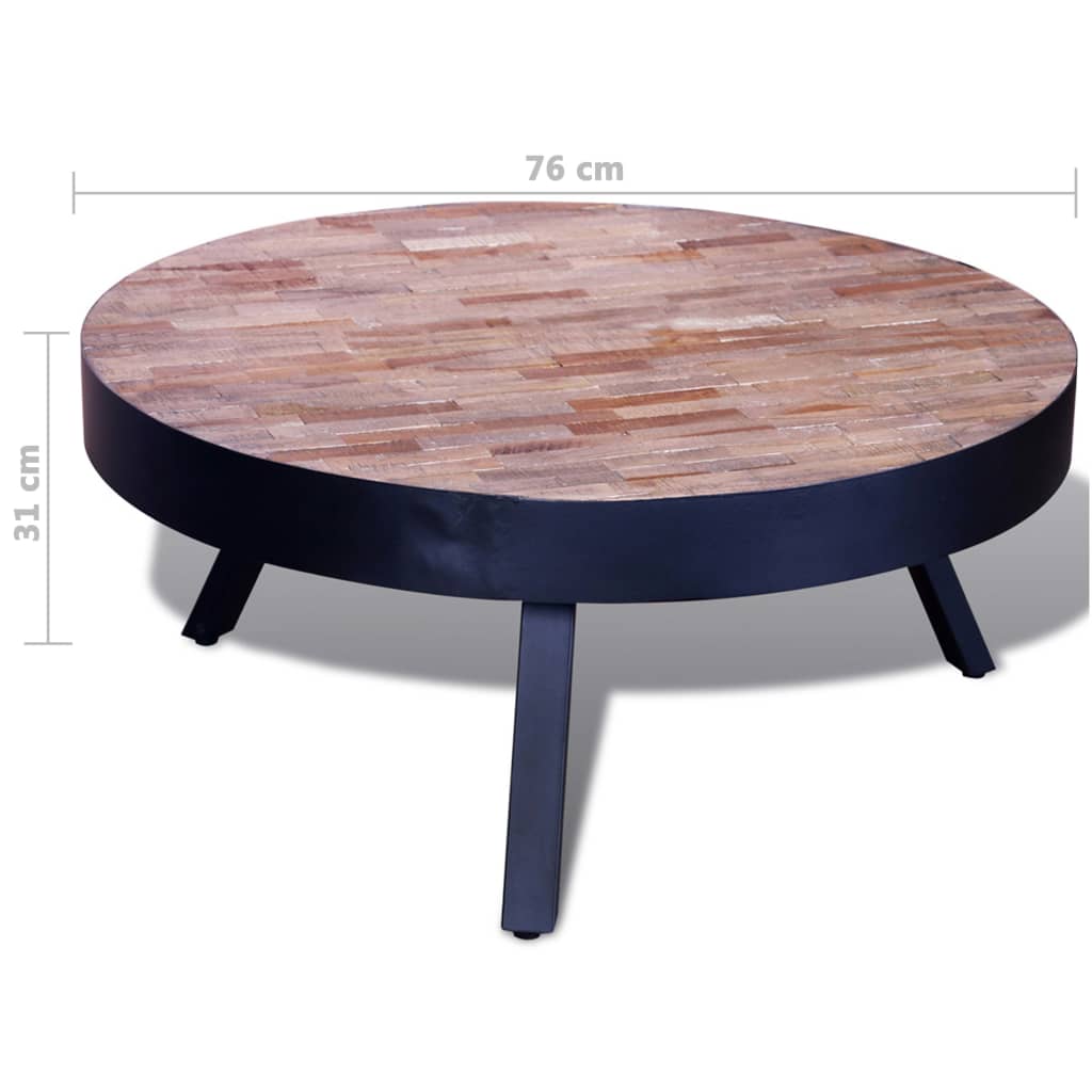 Coffee Table Round Reclaimed Teak Wood - OLBRIT