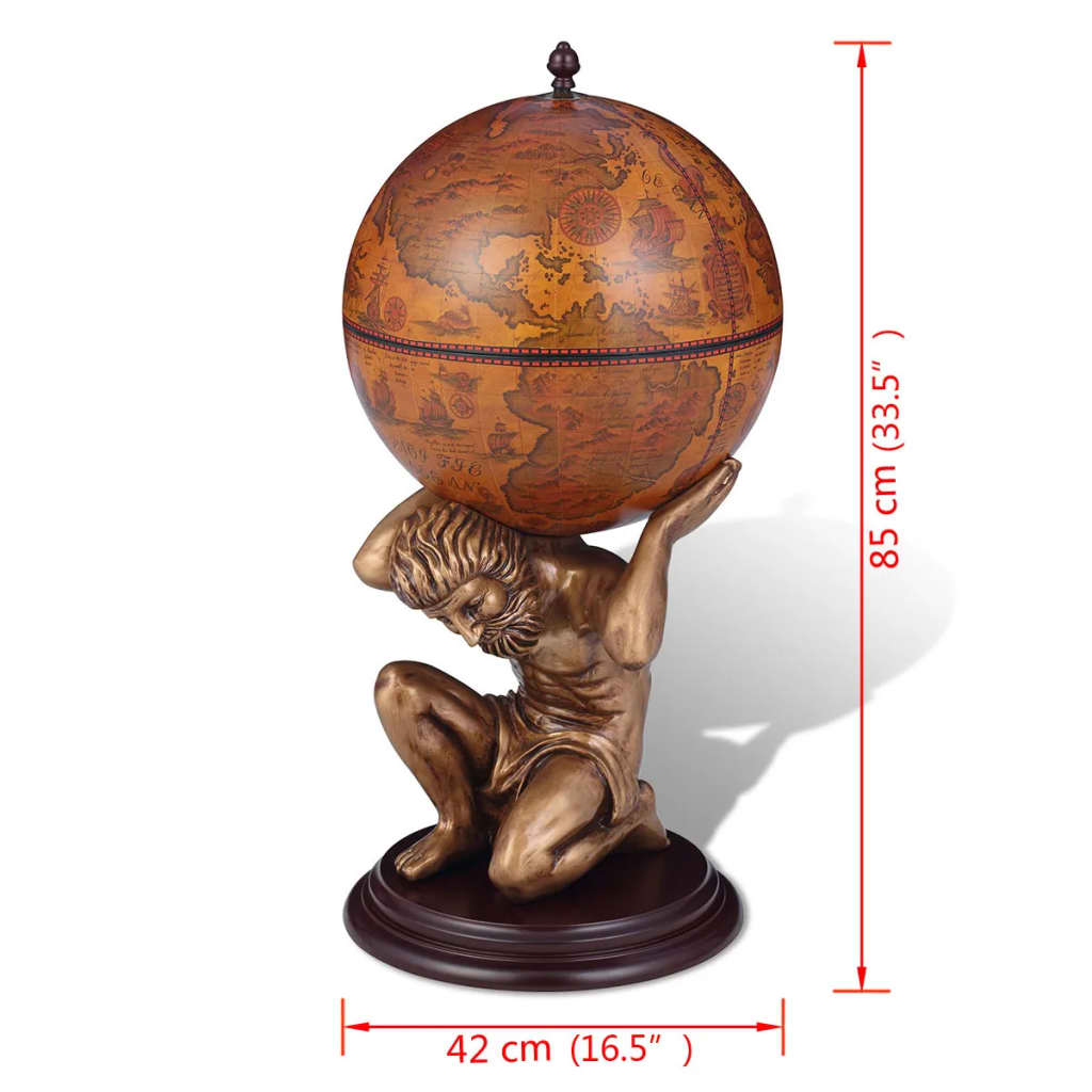 Globe Bar Wine Stand Atlas Design 42x42x85 cm - OLBRIT
