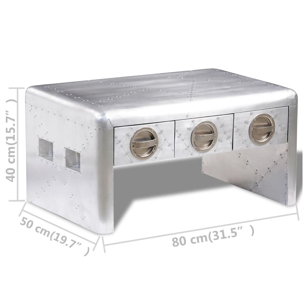 Aviator Coffee Table 3 Drawers Vintage Aircraft Airman Style - OLBRIT