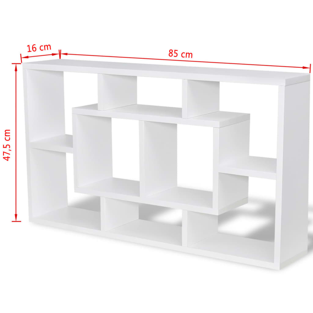 Floating Wall Display Shelf 8 Compartments White - OLBRIT