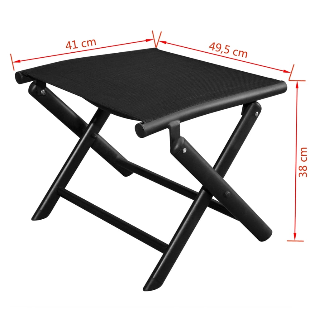 Folding Footstool Black Aluminium and Textilene - OLBRIT