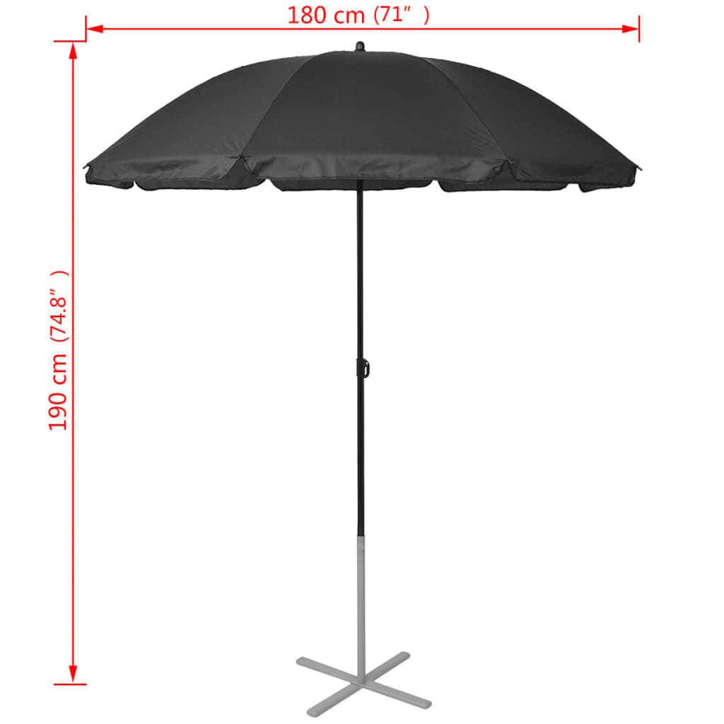 Sun Loungers with Umbrella Aluminium Black - OLBRIT