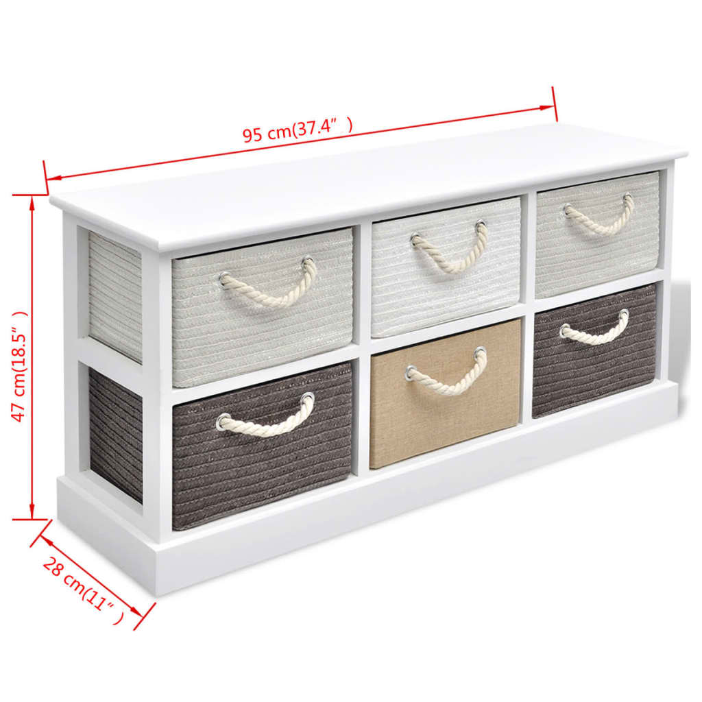 Storage Bench 6 Drawers Wood - OLBRIT