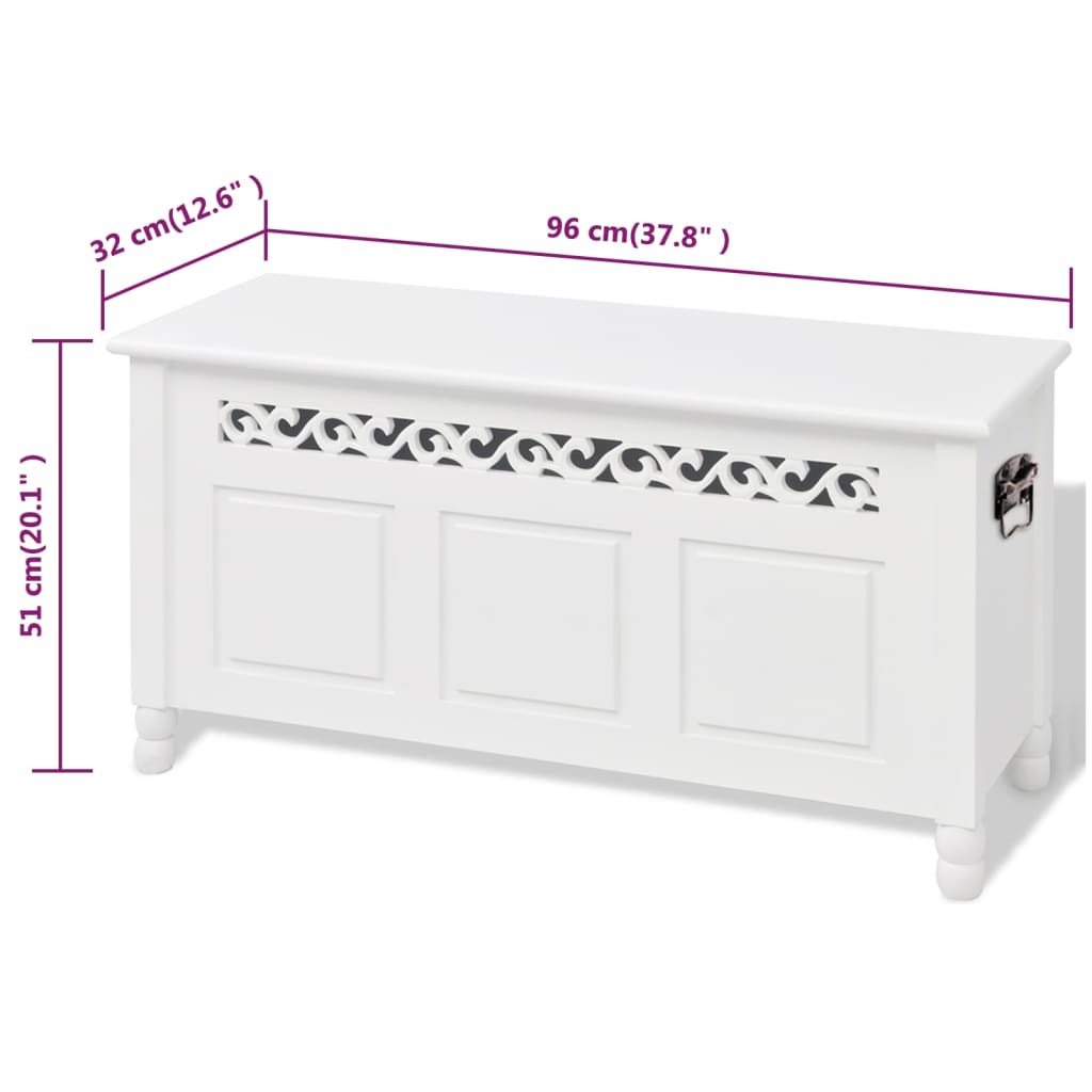 Storage Bench Baroque Style MDF White - OLBRIT
