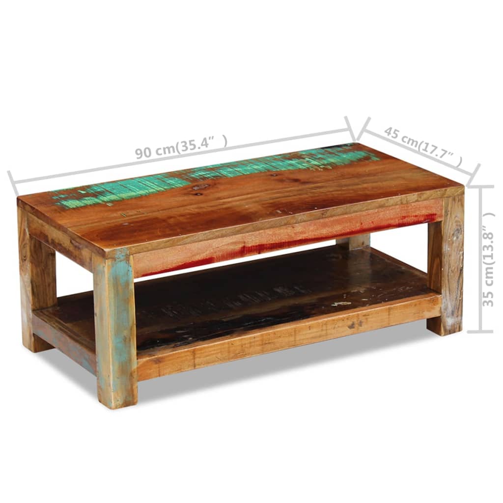 Coffee Table Solid Reclaimed Wood 90x45x35 cm - OLBRIT