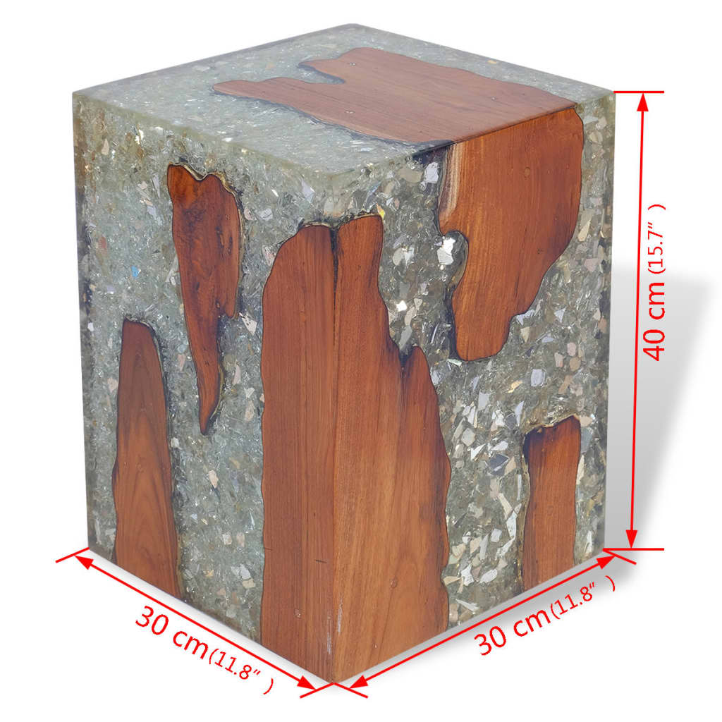 Stool Solid Teak Wood and Resin - OLBRIT