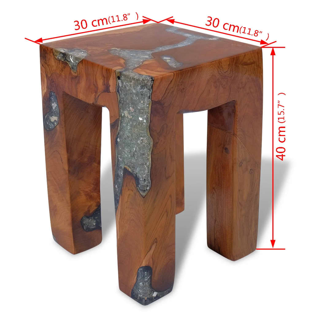 Stool Solid Teak Wood and Resin - OLBRIT