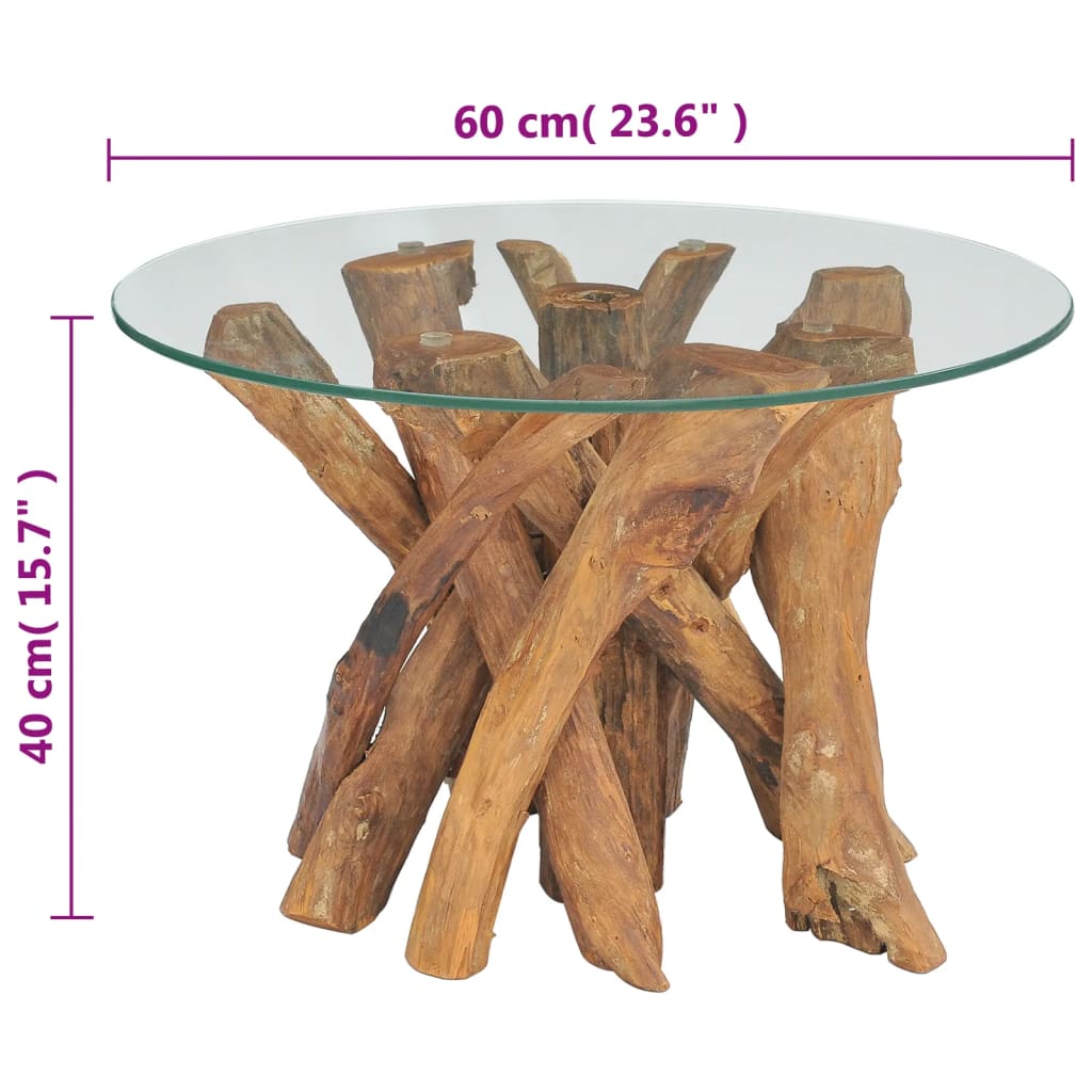 Coffee Table Solid Teak Driftwood 60 cm - OLBRIT