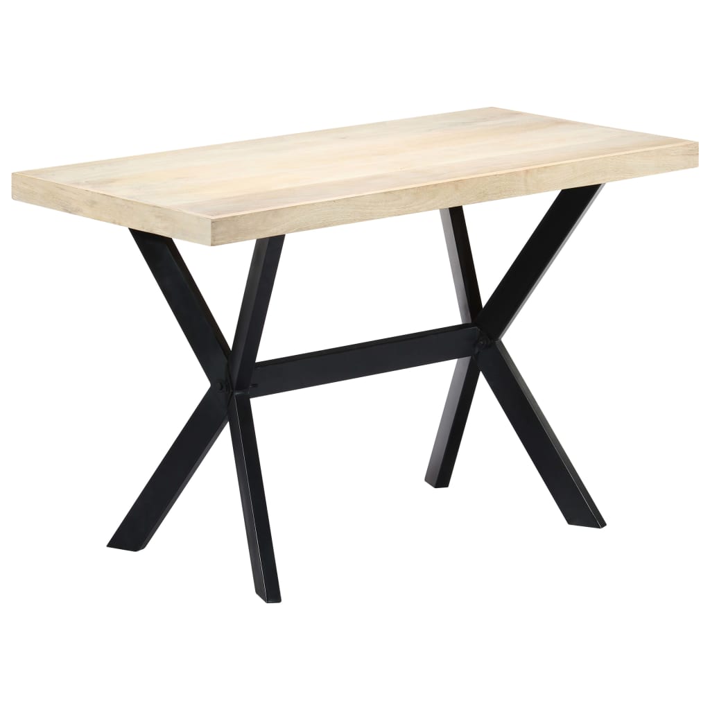 Dining Table White 120x60x75 cm Solid Mango Wood - OLBRIT